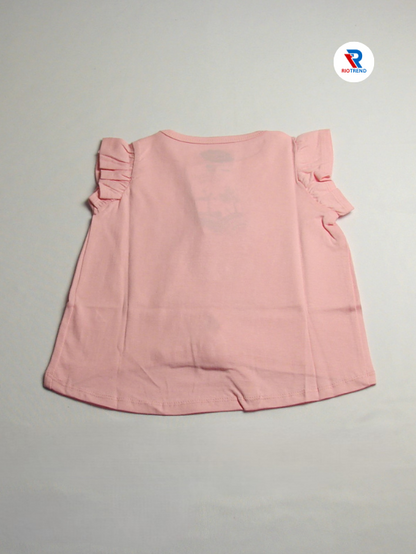 Girls Half Sleeve Knot Top Pink Color