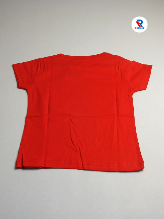 Girls Cotton Half Sleeve T-Shirt Red Color