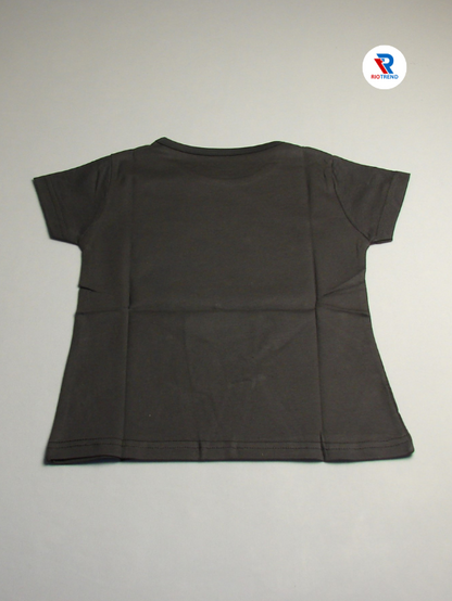 Girls Cotton Half Sleeve T-Shirt Charcoal Color