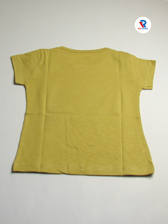 Girls Cotton Half Sleeve T-Shirt Lemon Color