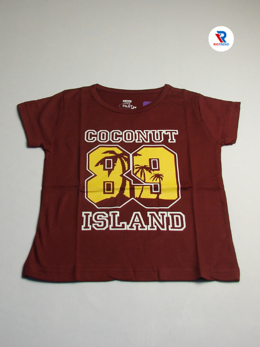 Girls Cotton Half Sleeve T-Shirt Maroon Color