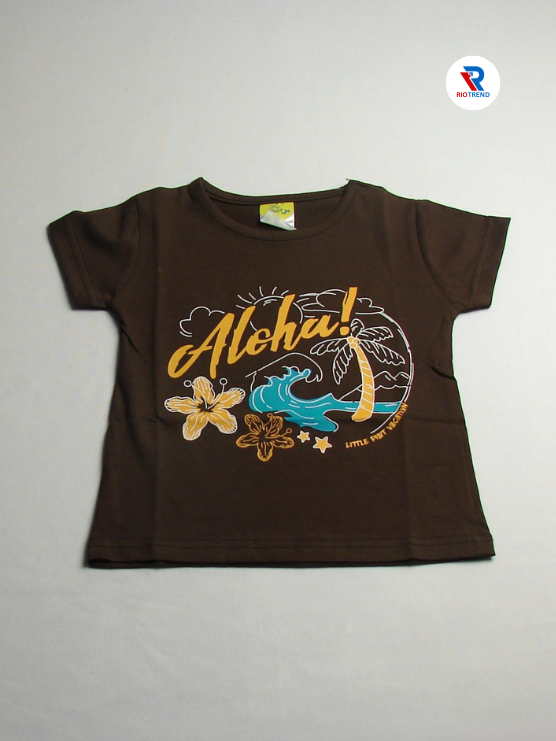 Girls Cotton Half Sleeve Brown Color with Design T-Shirt