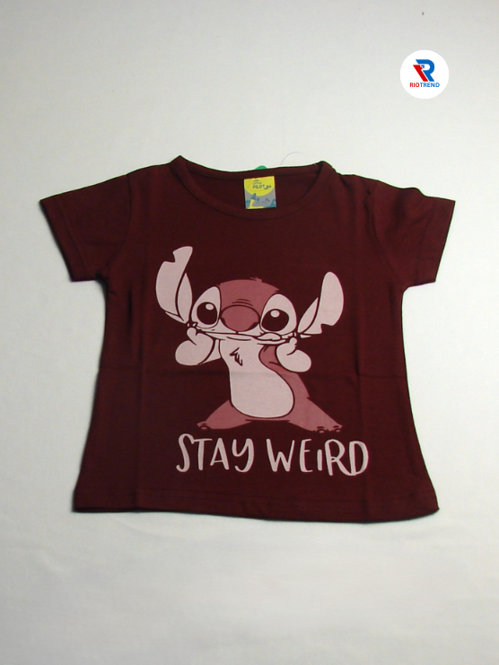 Girls Cotton Half Sleeve Dark Brown Color with Design T-Shirt