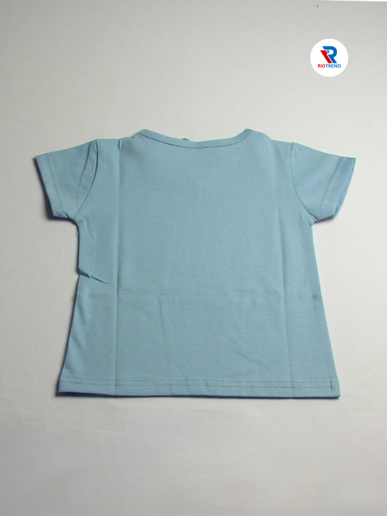 Girls Cotton Half Sleeve Dark Light Blue Color with Design T-Shirt