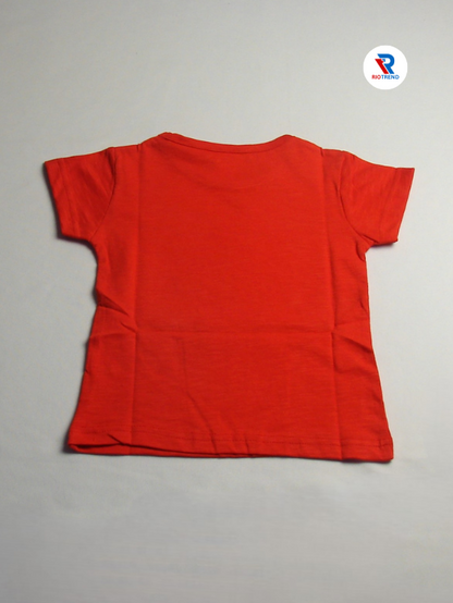 Girls Cotton Half Sleeve Red Color with Design T-Shirt