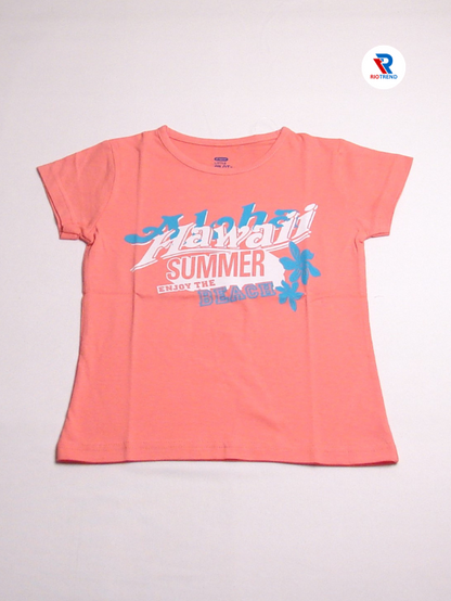 Girls Cotton Half Sleeve Coral Pink Color