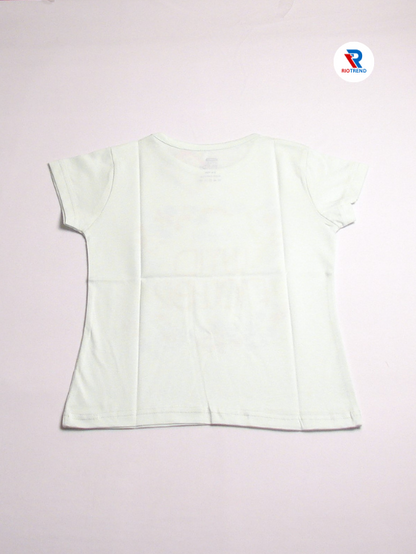 Girls Cotton Half Sleeve Off White Color