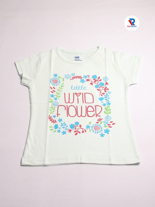 Girls Cotton Half Sleeve Off White Color