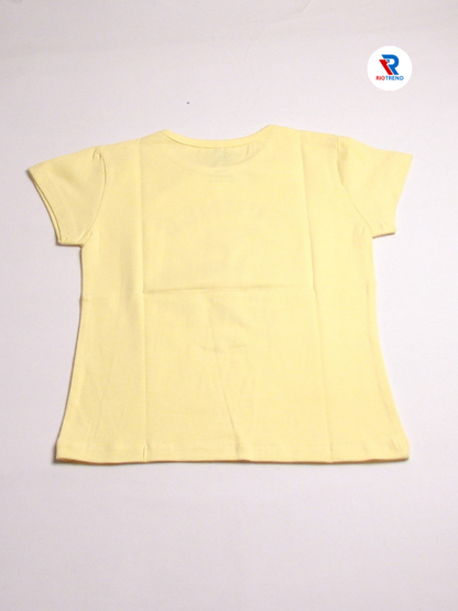 Girls Cotton Half Sleeve Pale Yellow Color