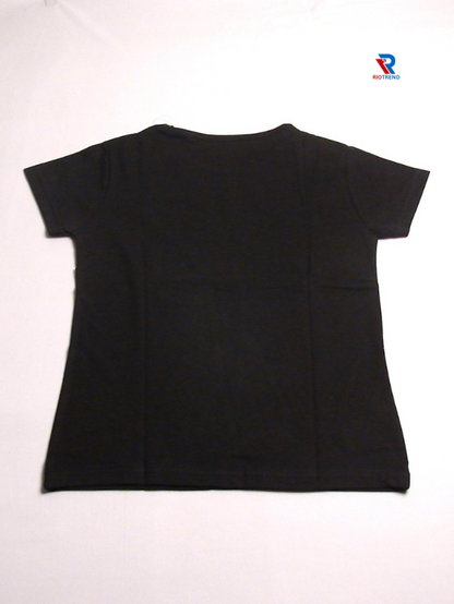 Girls Cotton T-Shirt Half Sleeve Black