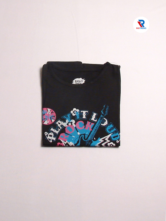 Girls Cotton T-Shirt Half Sleeve Black