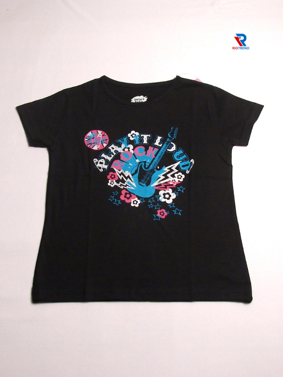 Girls Cotton T-Shirt Half Sleeve Black