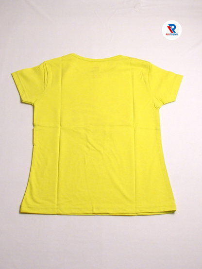 Girls Cotton T-Shirt Half Sleeve Bright Yellow