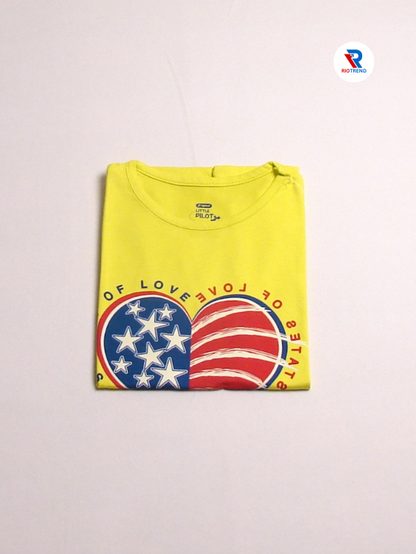 Girls Cotton T-Shirt Half Sleeve Bright Yellow