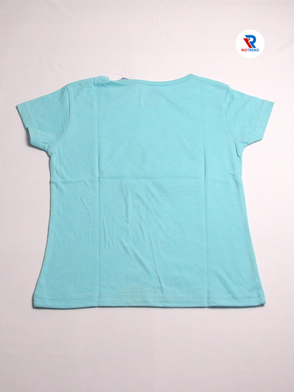 Girls Cotton T-Shirt Half Sleeve Light Cyan