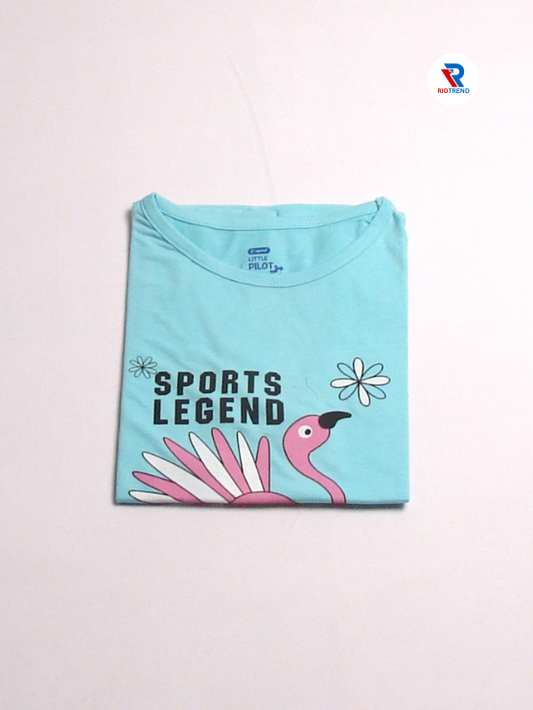 Girls Cotton T-Shirt Half Sleeve Light Cyan