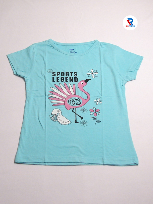 Girls Cotton T-Shirt Half Sleeve Light Cyan