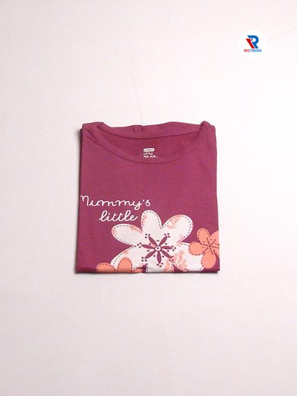 Girls Cotton T-Shirt Half Sleeve Maroon