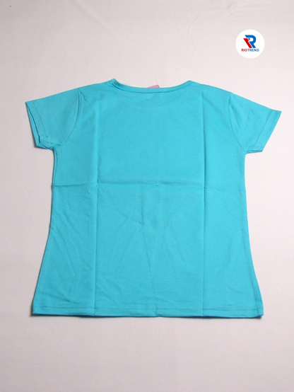 Girls Cotton T-Shirt Half Sleeve Turquoise