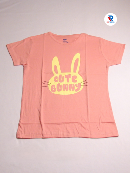 Girls Cotton Half Sleeve Salmon Pink