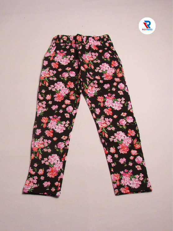 Girls Jeggings Pant Black Flower Design