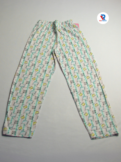 Girls Pyjamas Pant Light Green Color with Design