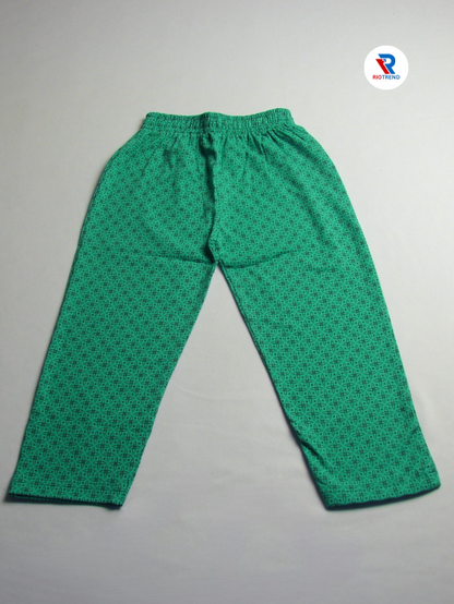 Girls Cotton T-Shirt and Pant Set in Black and Green Color