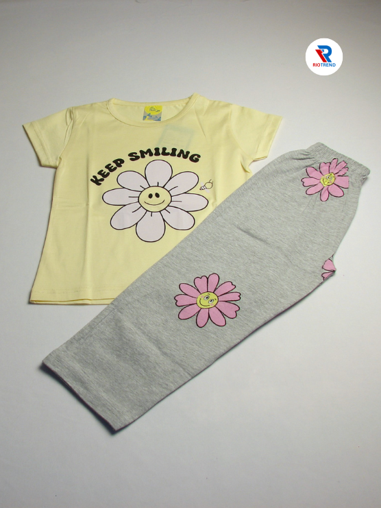 Girls Set Cotton T-Shirt and Pant Yellow Color