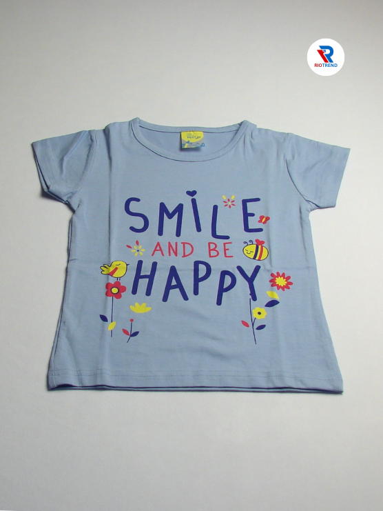 Girls Set Cotton T-Shirt and Pant Light Blue Color