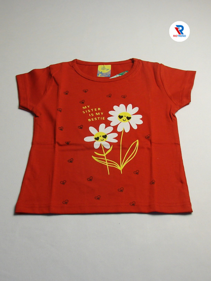 Girls Set Cotton T-Shirt and Pant Red Color