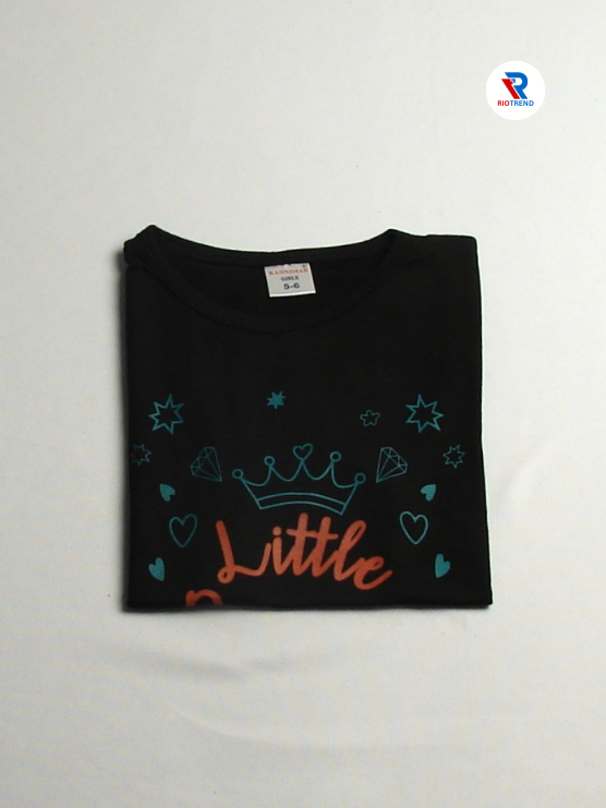 Girls Cotton Half Sleeve T-Shirt Black