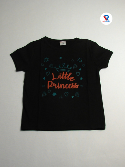 Girls Cotton Half Sleeve T-Shirt Black