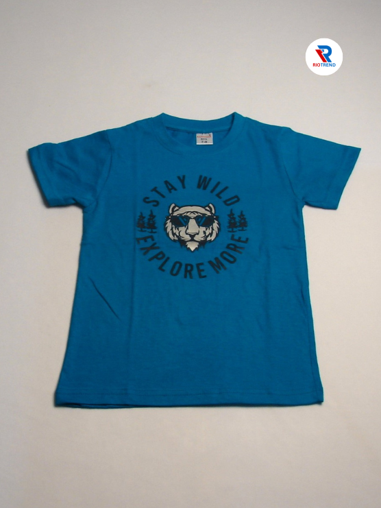 Boys' Cotton Half Sleeve T-Shirt Blue & White