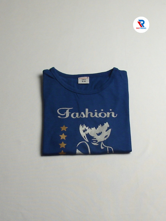 Girls Cotton Half Sleeve T-Shirt Blue