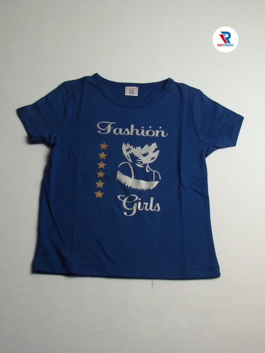 Girls Cotton Half Sleeve T-Shirt Blue