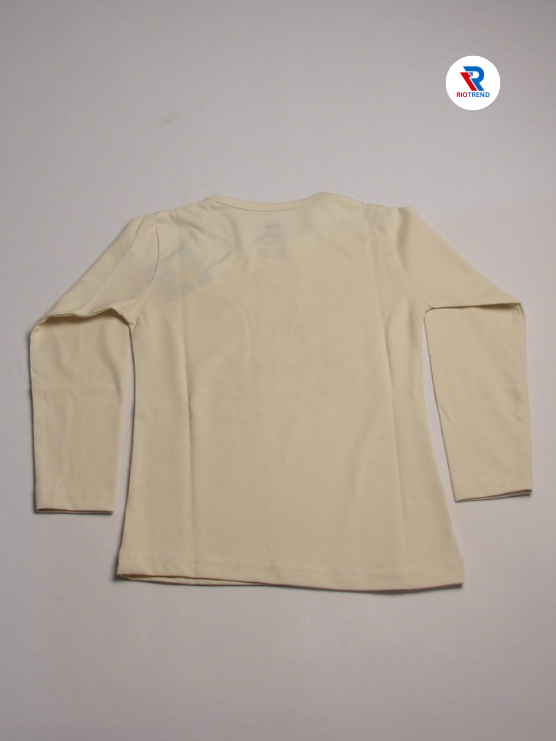 Girls Cotton Full Sleeve T-Shirt Cream Color