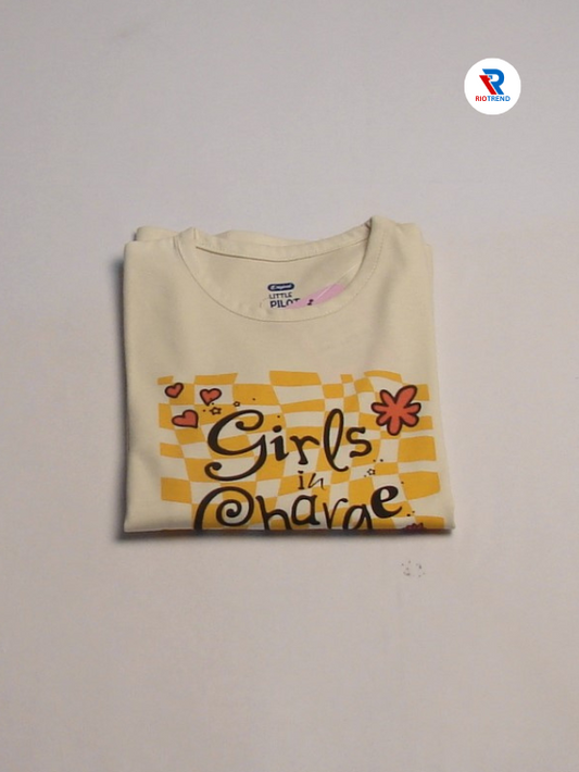 Girls Cotton Full Sleeve T-Shirt Cream Color