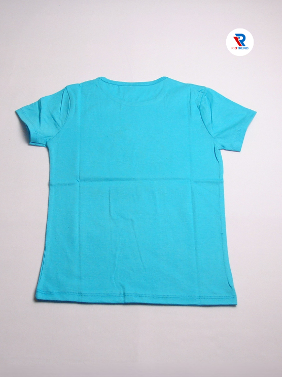 Girls Cotton Half Sleeve T-Shirt Cyan Color