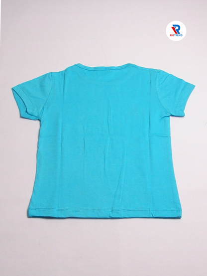 Girls Cotton Half Sleeve T-Shirt Cyan