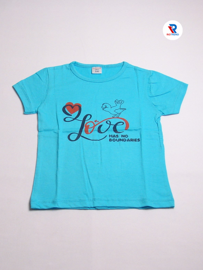 Girls Cotton Half Sleeve T-Shirt Cyan