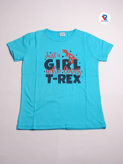 Girls Cotton Half Sleeve T-Shirt Cyan Color