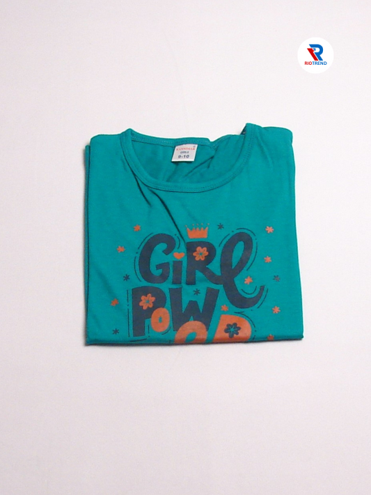 Girls Cotton Half Sleeve T-Shirt Dark Green