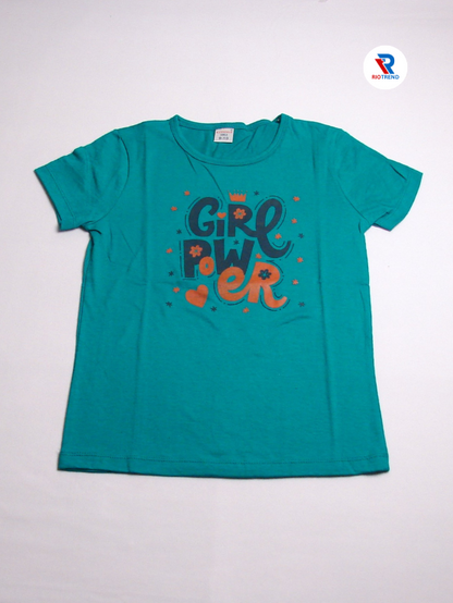 Girls Cotton Half Sleeve T-Shirt Dark Green