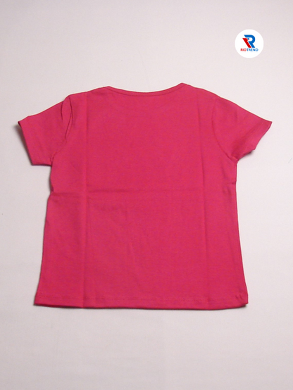 Girls Cotton Half Sleeve T-Shirt Dark Pink