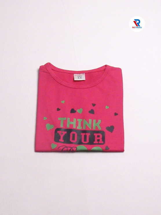 Girls Cotton Half Sleeve T-Shirt Dark Pink