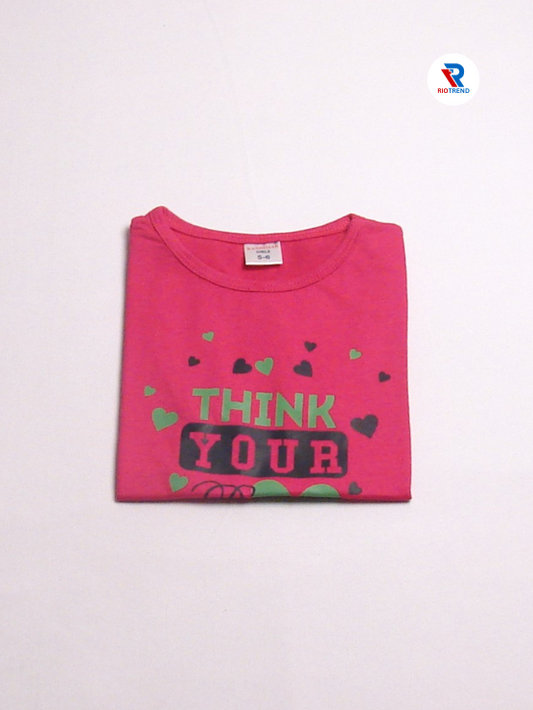 Girls Cotton Half Sleeve T-Shirt Dark Pink