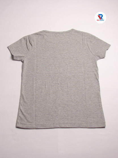 Girls Cotton Half Sleeve T-Shirt Gray Color