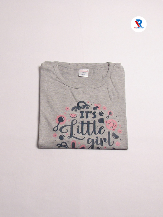 Girls Cotton Half Sleeve T-Shirt Gray Color