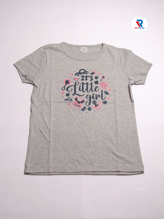 Girls Cotton Half Sleeve T-Shirt Gray Color