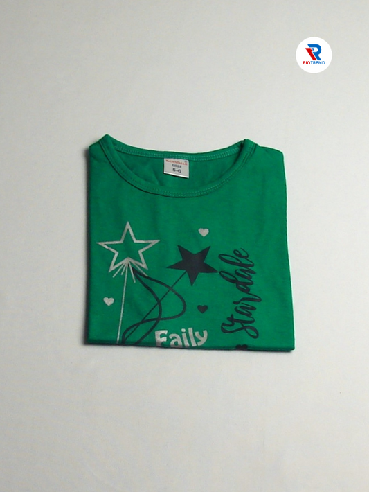 Girls Cotton Half Sleeve T-Shirt Green